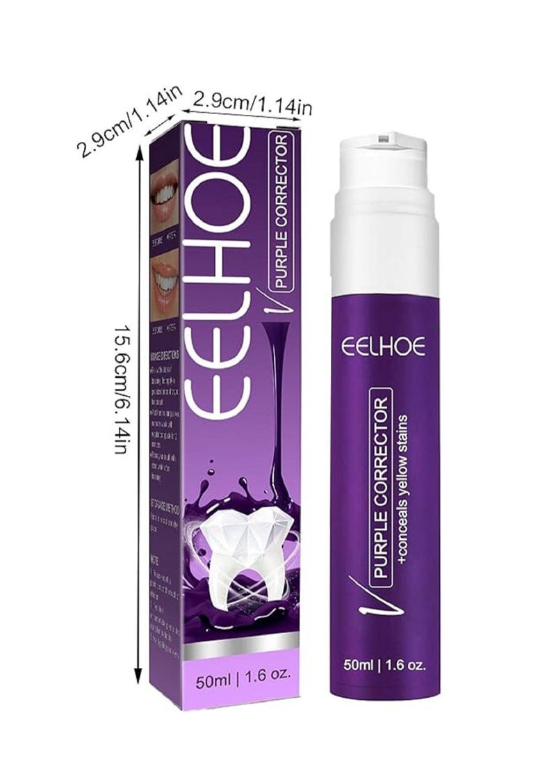 EELHOE معجون أسنان مبيض بنفسجي مصحح لون مضيء لتبييض الأسنان الحساسة - Image 4