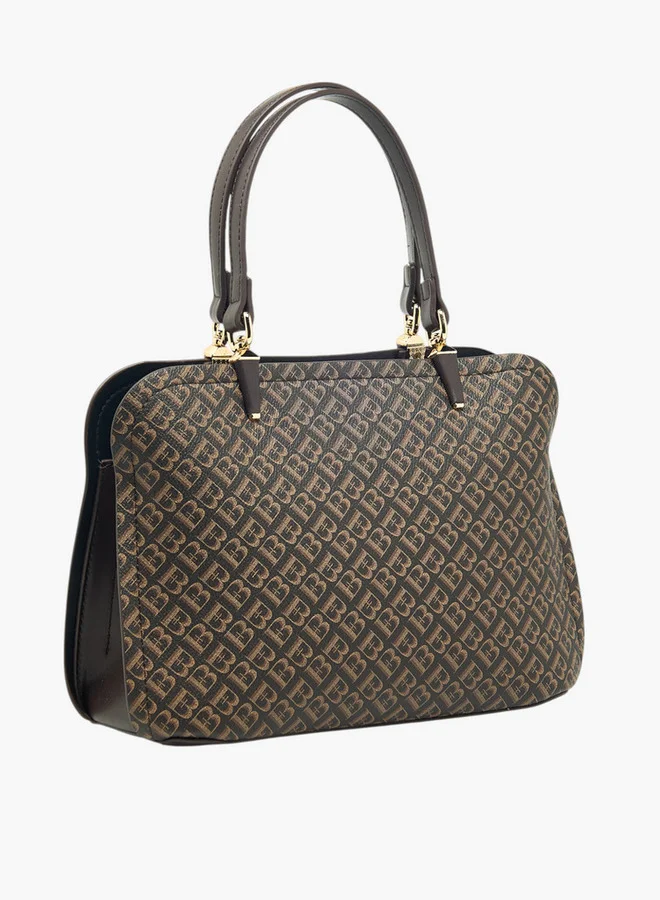 Flora Bella By Shoexpress Monogram Print Tote Bag with Detachable Strap and Zip Closure