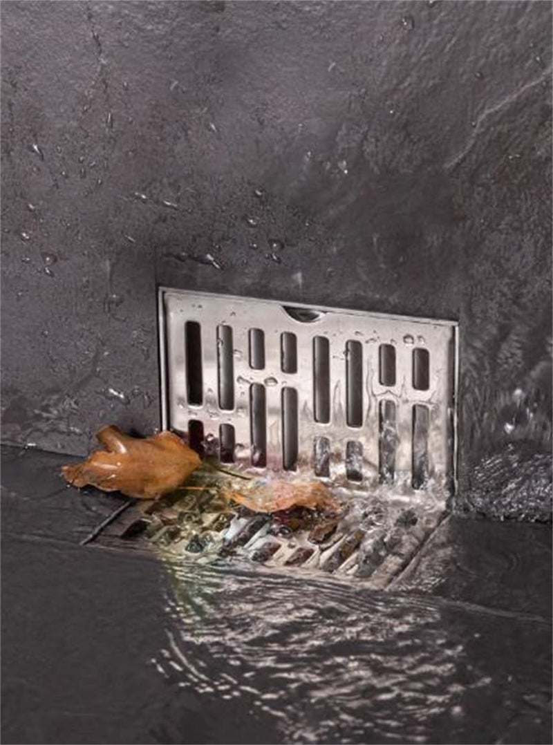 مصرف زاوية أرضي من الفولاذ المقاوم للصدأ، مصرف جانبي بزاوية 90 درجة للحمام والمطبخ والشرفة، صرف أفقي على شكل L للزاوية الجدارية - Image 3