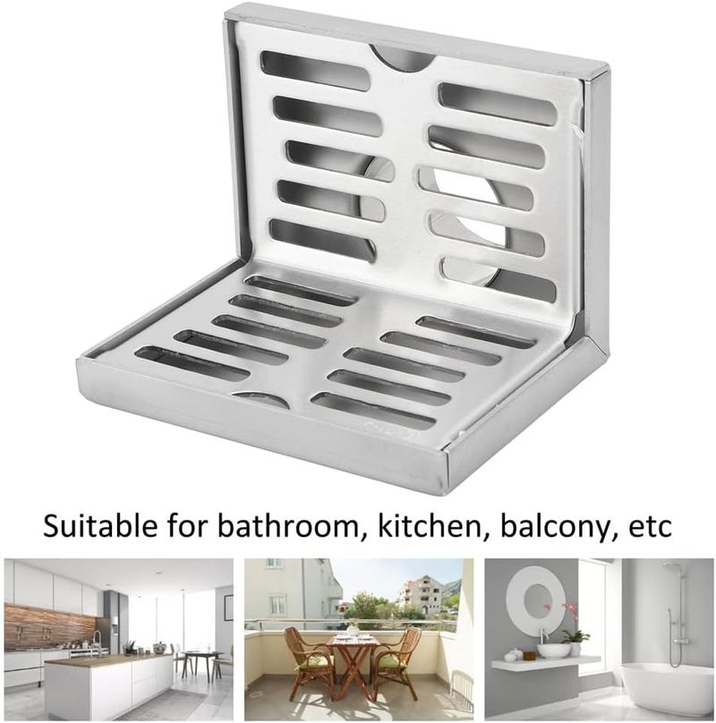 مصرف زاوية أرضي من الفولاذ المقاوم للصدأ، مصرف جانبي بزاوية 90 درجة للحمام والمطبخ والشرفة، صرف أفقي على شكل L للزاوية الجدارية - Image 5