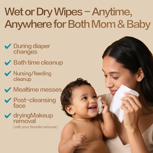 Winner 100% Cotton Dry Wipes, USDA Certified Baby Wipes, 33% Thicker & Ultra Soft, Hypoallergenic & Unscented for Baby Sensitive Skin, Wet/Dry for Diaper Changes, Meals & Cleanup, 240ct, Pack of 3 - Image 5