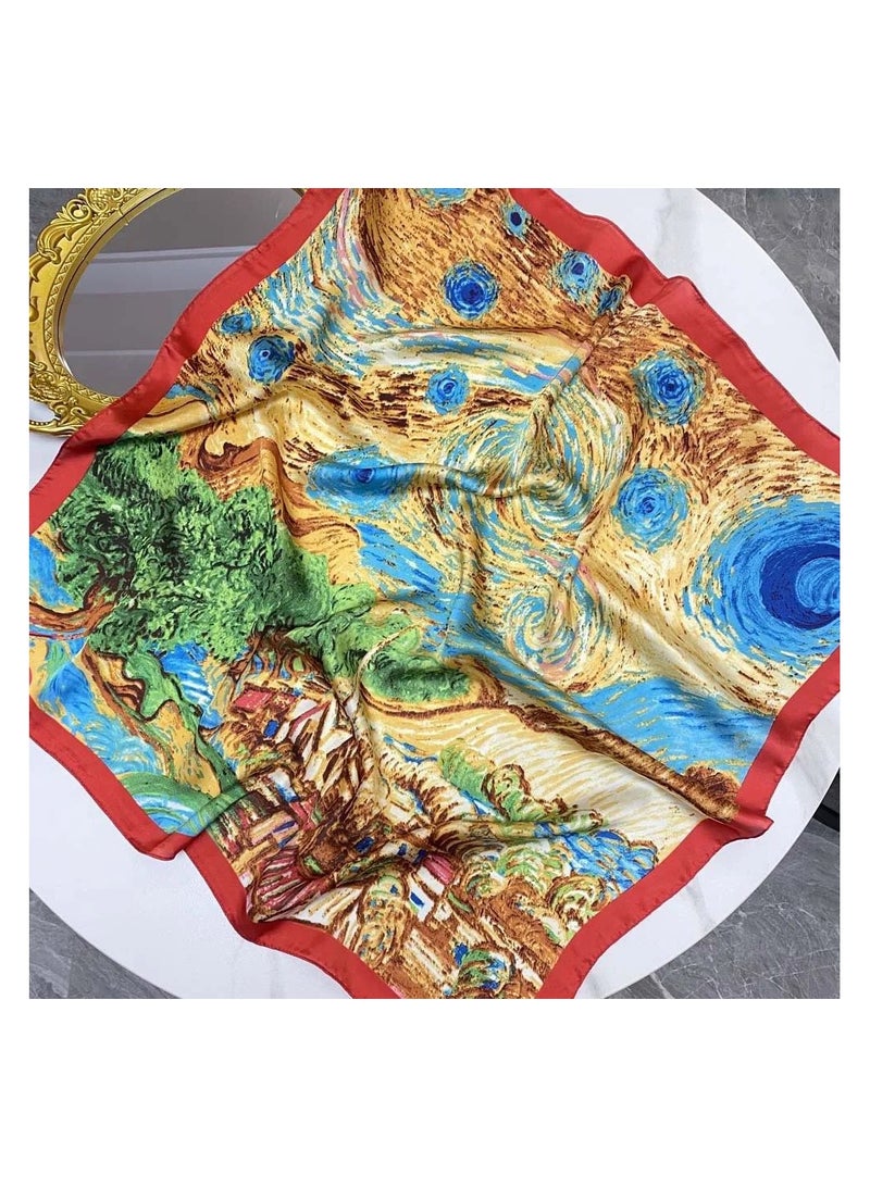 Scarf made of soft silk satin, featuring bright colors and delicate prints. High quality material - imported 