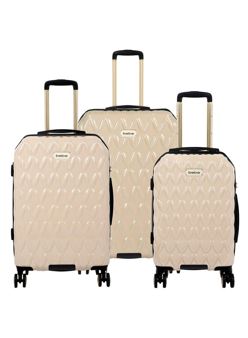 BEBE Tiara hardside luggage on wheels for unisex | ultra lightweight ABS on with spinner double wheels 4 color beige - Image 1