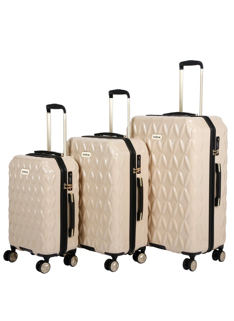 bebe - BEBE Tiara hardside luggage on wheels for unisex | ultra lightweight ABS on with spinner double wheels 4 color beige - Image 1