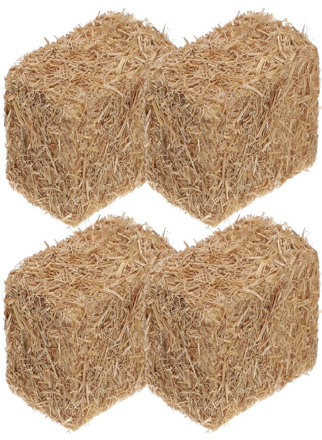 BESTonZON 4pcs Mini Bales Miniature Blocks Figurine Stackable Haystack for Craft Dollhouse Decorations Miniature Autumn Display - Image 1