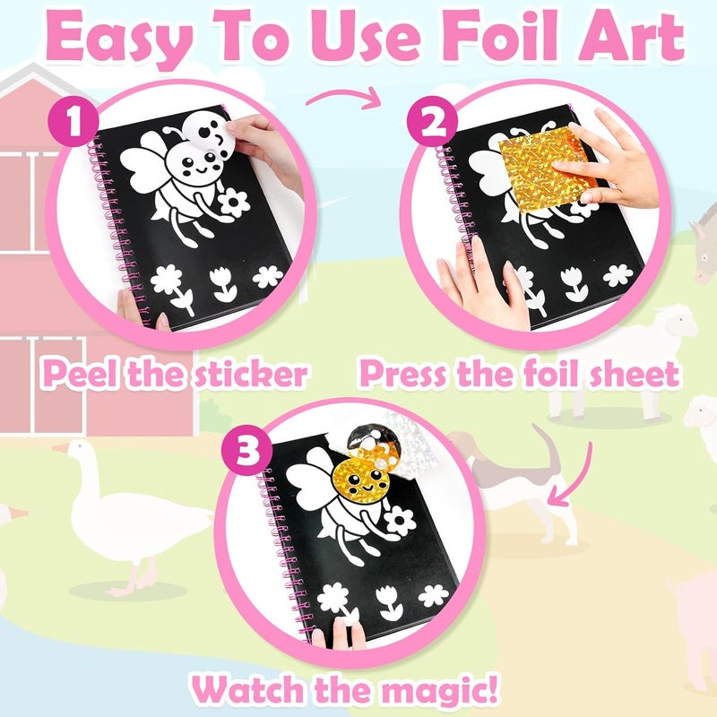 FUNNYB&G Foil Art Kit - Foil Crafts for Kids, Toys for Girls 4-10 Years Old, No Mess Travel Essentials, Kids Toys, Girls Gifts, Birthday Gift, Coloring Books for Kids - Image 4