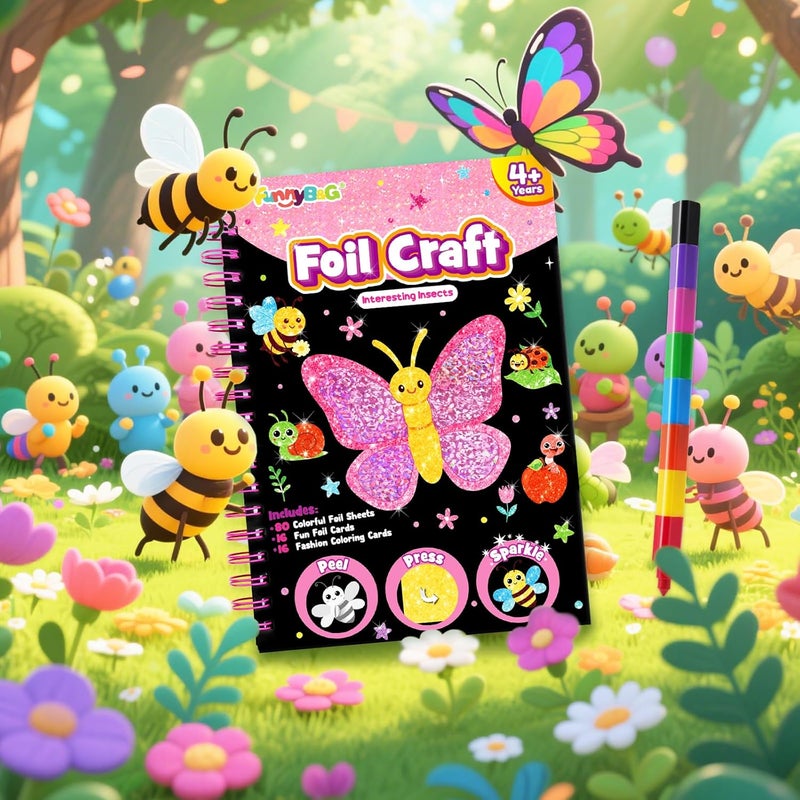 FUNNYB&G Foil Art Kit - Foil Crafts for Kids, Toys for Girls 4-10 Years Old, No Mess Travel Essentials, Kids Toys, Girls Gifts, Birthday Gift, Coloring Books for Kids - Image 3