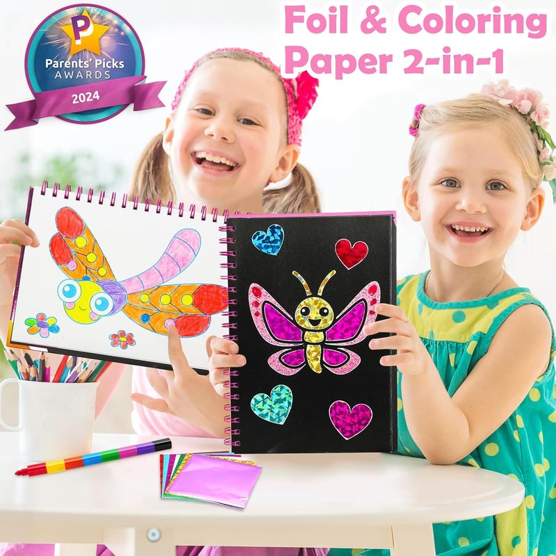 FUNNYB&G Foil Art Kit - Foil Crafts for Kids, Toys for Girls 4-10 Years Old, No Mess Travel Essentials, Kids Toys, Girls Gifts, Birthday Gift, Coloring Books for Kids - Image 2