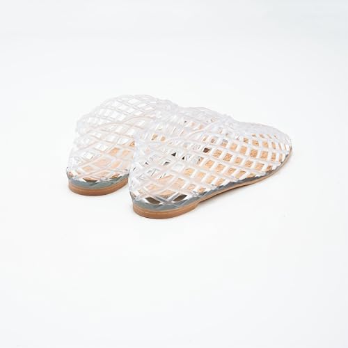 ATBELL Clear Jelly Sandals for Women Woven Flats Beach Slip-on Ballerina Jellies Mesh Shoes in Size 8 - Image 4