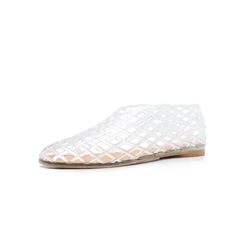 ATBELL Clear Jelly Sandals for Women Woven Flats Beach Slip-on Ballerina Jellies Mesh Shoes in Size 8 - Image 1