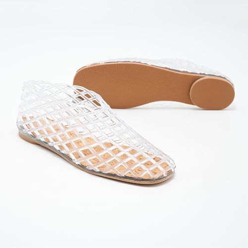 ATBELL Clear Jelly Sandals for Women Woven Flats Beach Slip-on Ballerina Jellies Mesh Shoes in Size 8 - Image 3