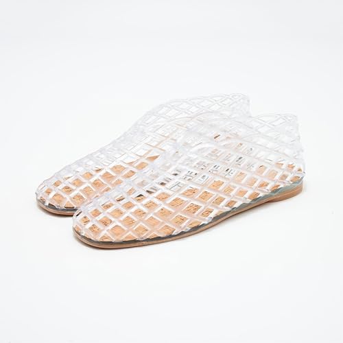 ATBELL Clear Jelly Sandals for Women Woven Flats Beach Slip-on Ballerina Jellies Mesh Shoes in Size 8 - Image 5