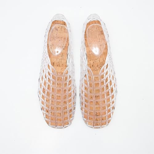 ATBELL Clear Jelly Sandals for Women Woven Flats Beach Slip-on Ballerina Jellies Mesh Shoes in Size 8 - Image 2