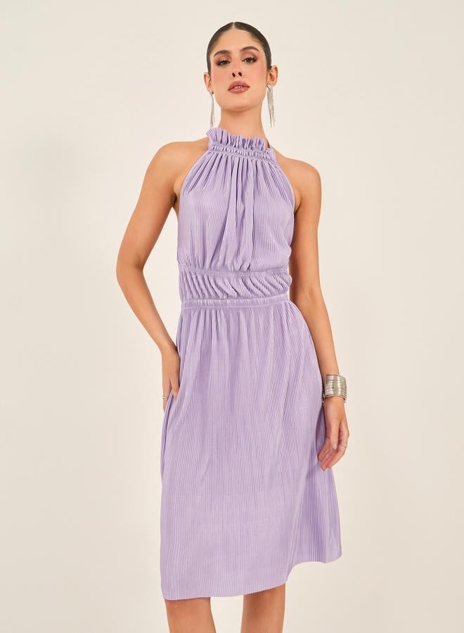Styli Pleated Halter Dress - Image 1