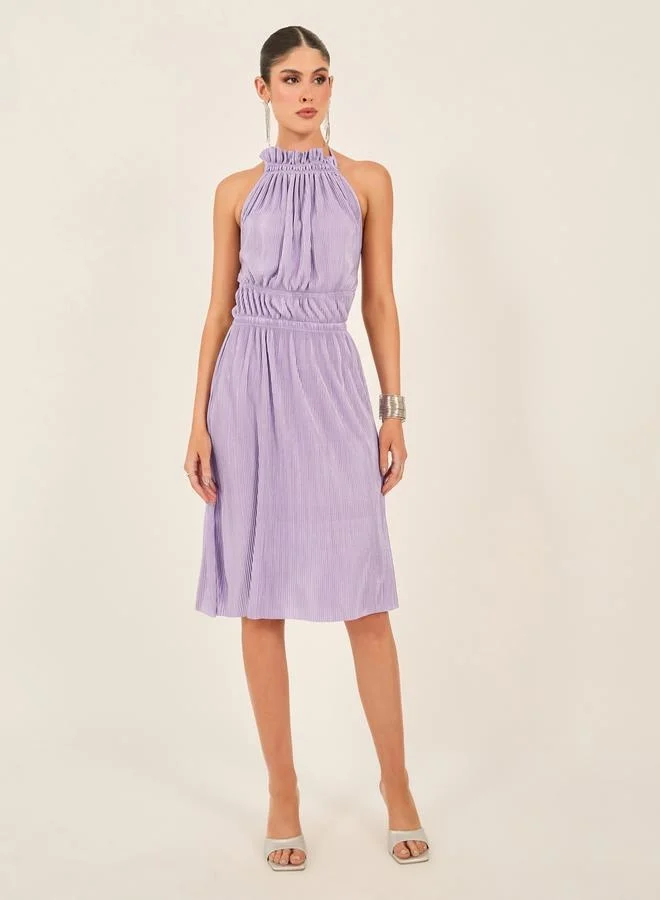 Styli Pleated Halter Dress