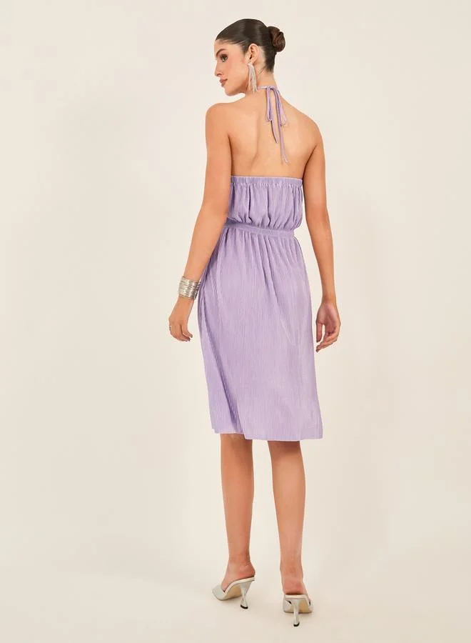 Styli Pleated Halter Dress