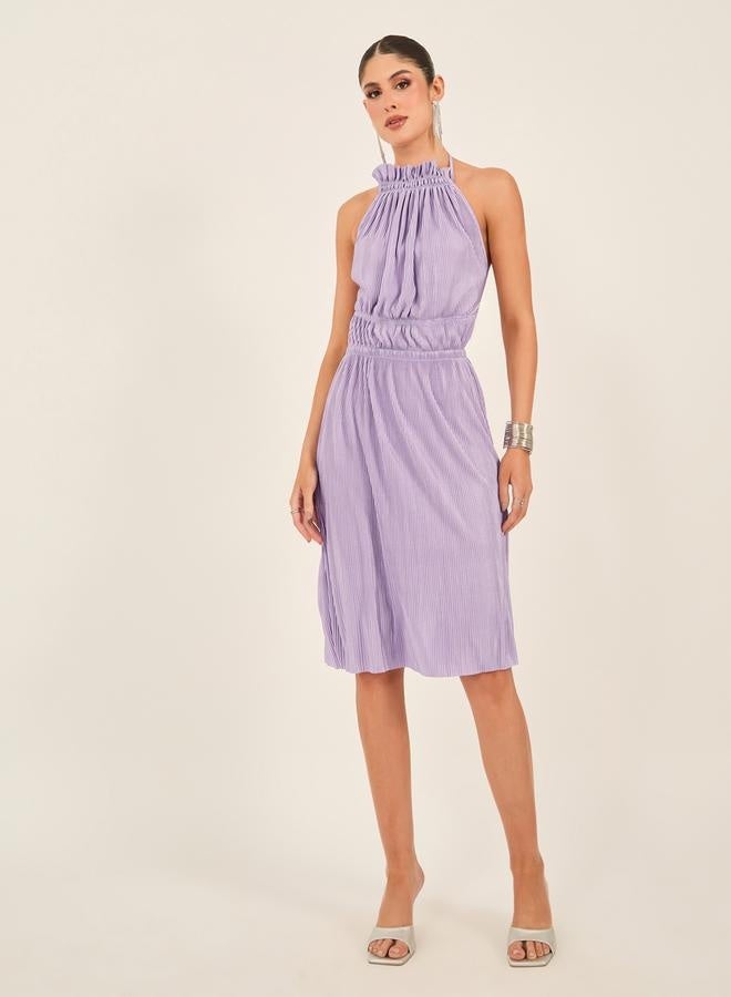 Styli Pleated Halter Dress - Image 2