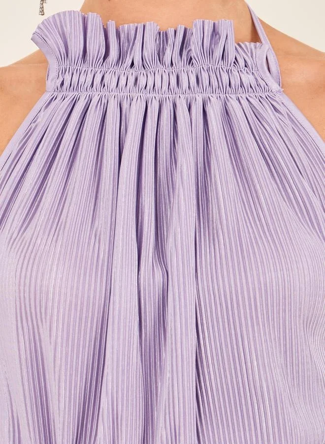 Styli Pleated Halter Dress