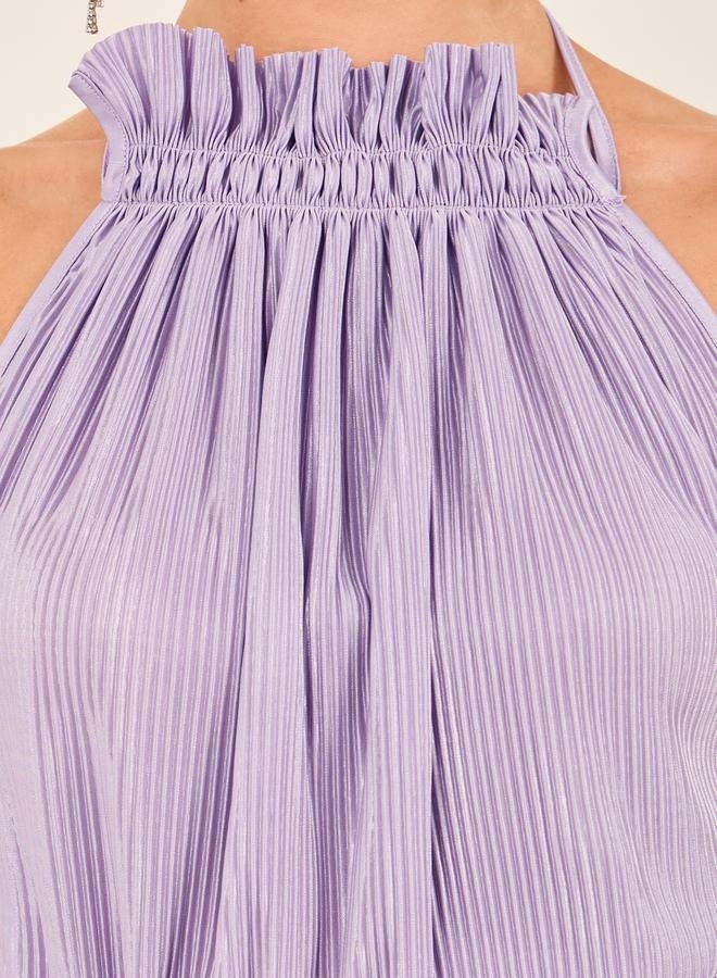 Styli Pleated Halter Dress - Image 4