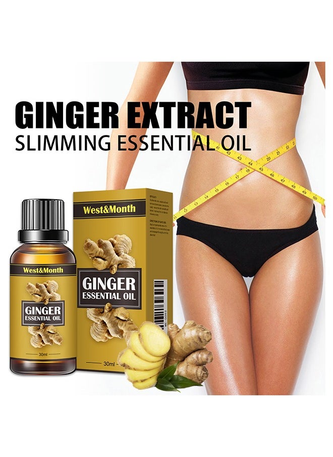West&Month Ginger Essential Oil, Of Essential Oil For Abdominal Fat Removal, Accelerate Metabolism Burn Calories Beautiful Curve 30ML  - Image 1