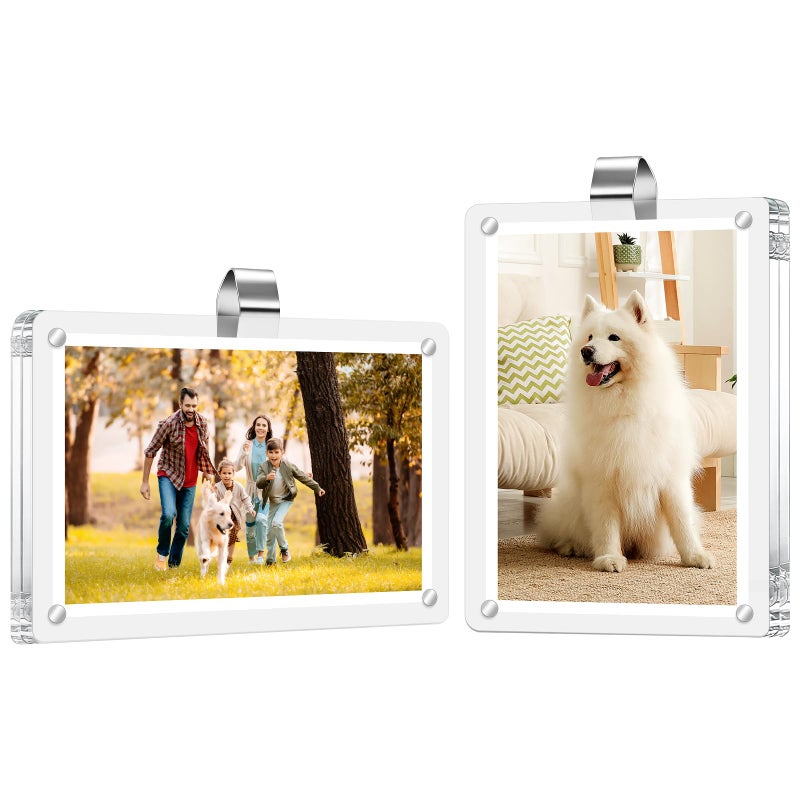 Drytuns Car Picture Holder Car Visor Photo Clip Acrylic Magnetic Picture Frame Magnetic Photo Frames for Refrigerator for Car Refrigerator Home School Office - Image 3