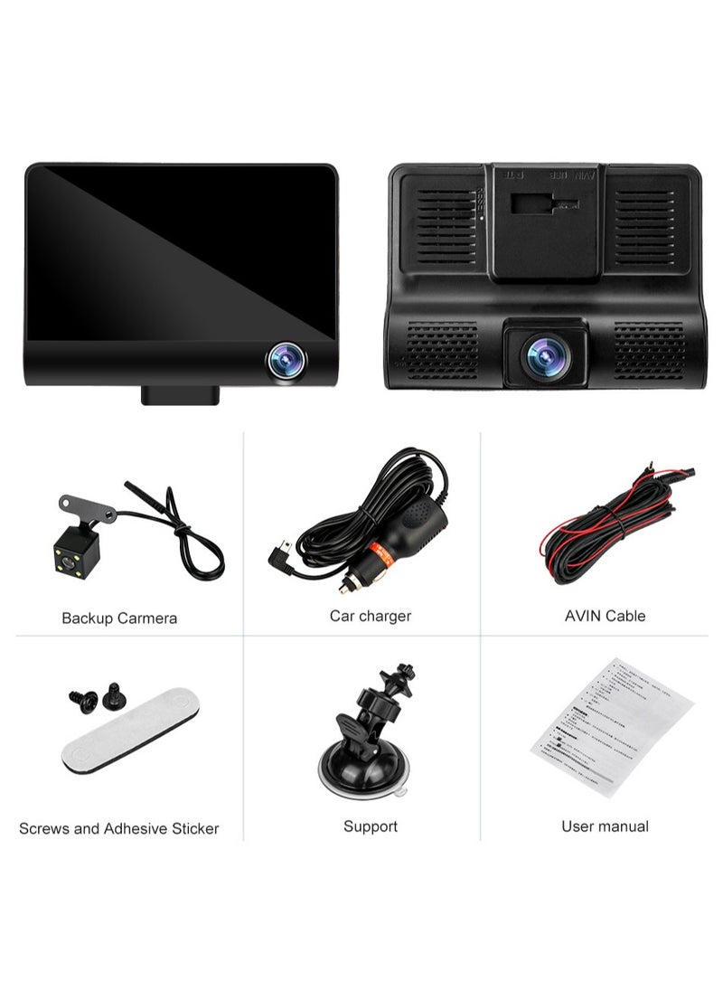 Generic - TheMohrim 3 Channel Dash Cam: 1080P Car Camera Video Recorder with Dual Lens, Rearview Camera, and Loop Recording - Image 1
