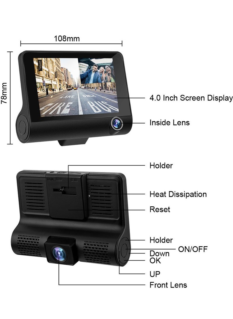 Generic - TheMohrim 3 Channel Dash Cam: 1080P Car Camera Video Recorder with Dual Lens, Rearview Camera, and Loop Recording - Image 1