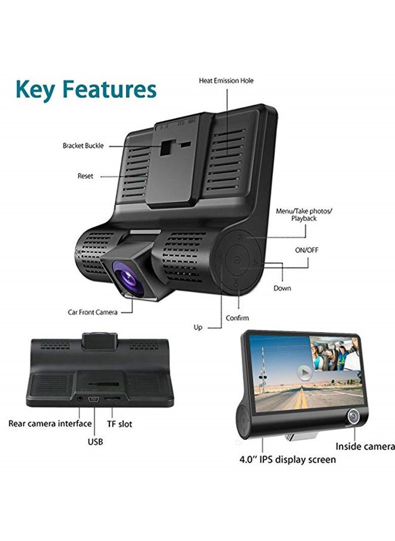 Generic - TheMohrim 3 Channel Dash Cam: 1080P Car Camera Video Recorder with Dual Lens, Rearview Camera, and Loop Recording - Image 1
