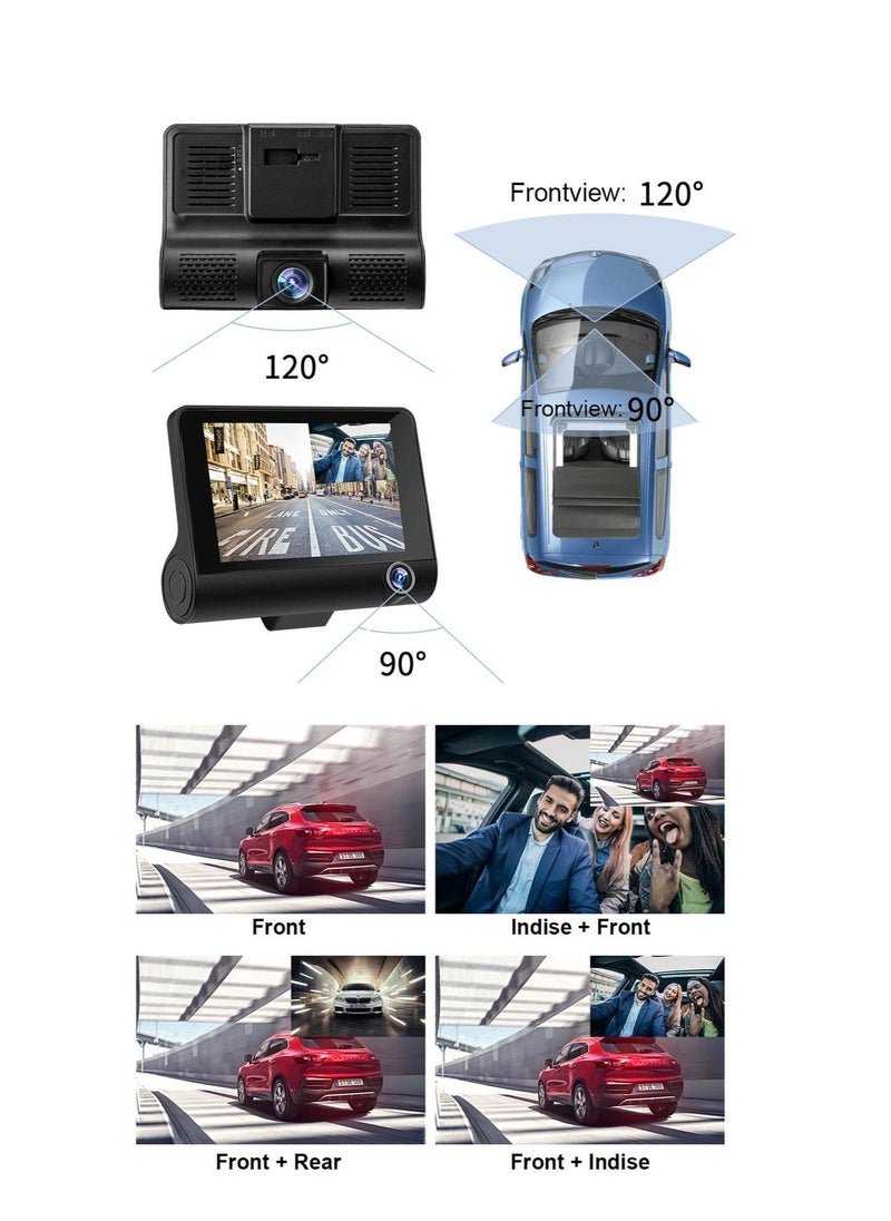 Generic - TheMohrim 3 Channel Dash Cam: 1080P Car Camera Video Recorder with Dual Lens, Rearview Camera, and Loop Recording - Image 1