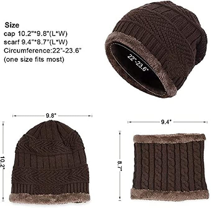 Creature Winter Knit Beanie Cap Hat Neck Warmer Scarf and Touchscreen Woolen Gloves Set for Men & Women (3 Piece) (BROWN) - Image 4