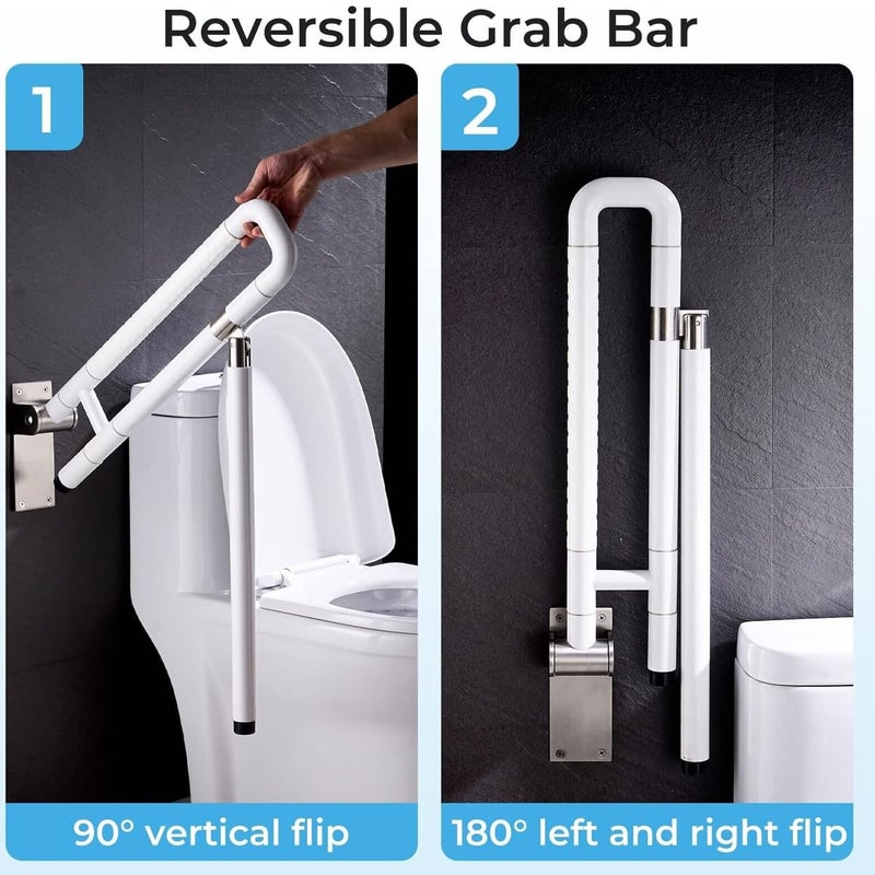 BATH GURU Heavy Duty High Grade ABS and Stainless Steel Grab Bar Safety Rail Handle for Senior Citizen Wall Mounted Grab Bar for Toilet Bathroom Bathtub (60 CM X 70 CM, U Shape) - Image 3