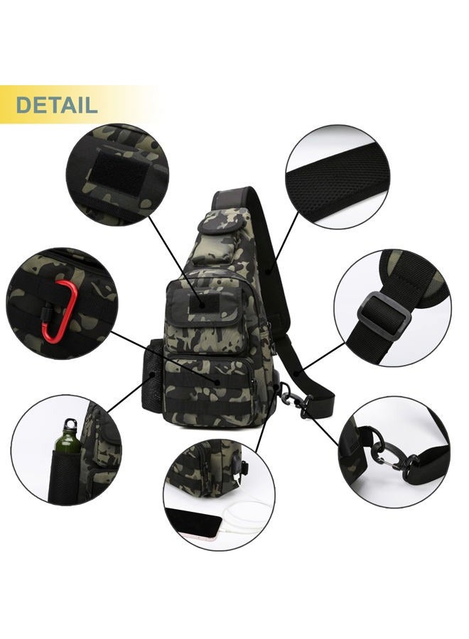 Novemkada Tactical Shoulder Bag - 1000D Molle Military Backpack Outdoor Daypack Chest Pack (Black) - Image 3