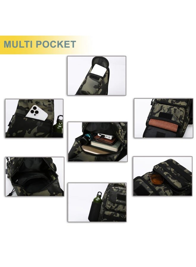 Novemkada Tactical Shoulder Bag - 1000D Molle Military Backpack Outdoor Daypack Chest Pack (Black) - Image 4