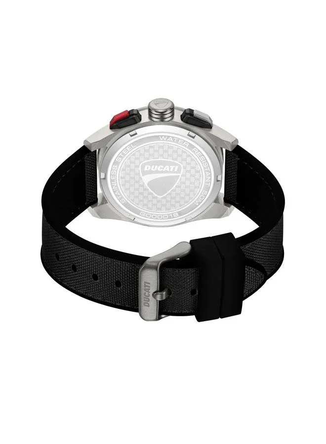 Ducati DT012 Gunmetal Red Dial Black Silicone-Nylon Strap Chronograph Watch for Men - 42mm