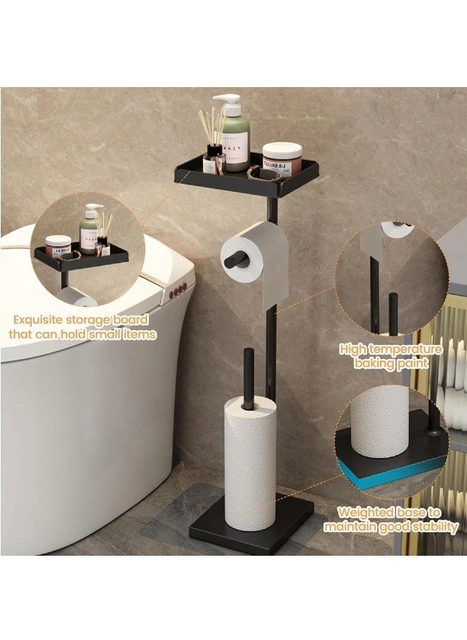 Generic - Toilet paper holder for 3-4 rolls of toilet paper with heavy duty base, Toilet paper roll holder organiser with tray, Multi-functional freestanding, Suitable for bathrooms - Image 1