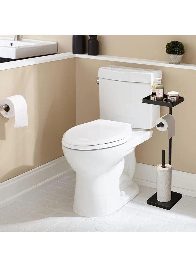 Generic - Toilet paper holder for 3-4 rolls of toilet paper with heavy duty base, Toilet paper roll holder organiser with tray, Multi-functional freestanding, Suitable for bathrooms - Image 1