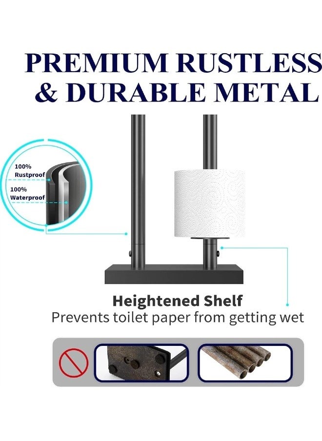 Generic - Toilet paper holder for 3-4 rolls of toilet paper with heavy duty base, Toilet paper roll holder organiser with tray, Multi-functional freestanding, Suitable for bathrooms - Image 1