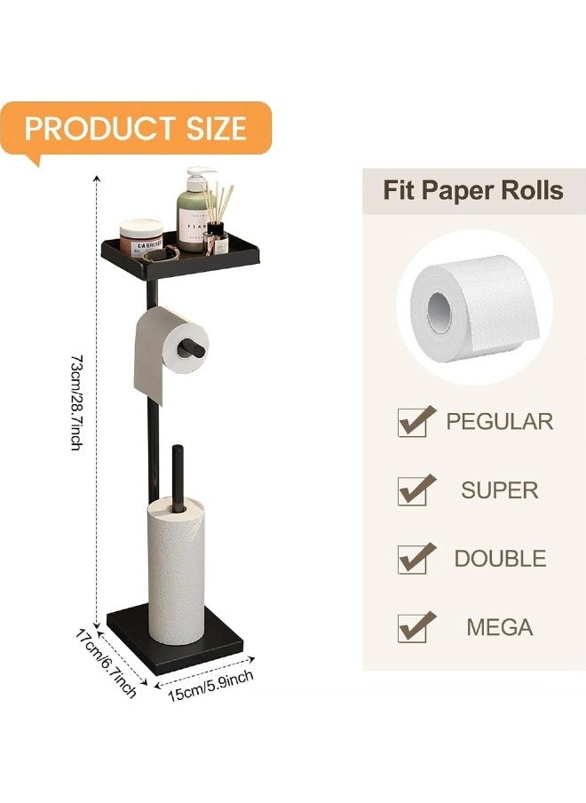 Generic - Toilet paper holder for 3-4 rolls of toilet paper with heavy duty base, Toilet paper roll holder organiser with tray, Multi-functional freestanding, Suitable for bathrooms - Image 1