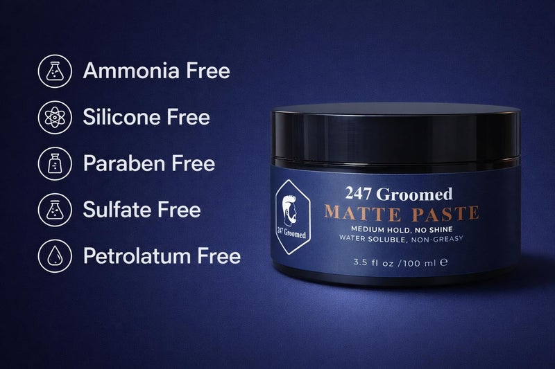 247 Groomed 247 بومادة مطفية مصففة للرجال والنساء | تثبيت متوسط طوال اليوم، لمسة لمعة منخفضة لجميع أنواع الشعر | معجون كثيف يضيف حجمًا وملمسًا | قائم على شمع النحل - Image 3