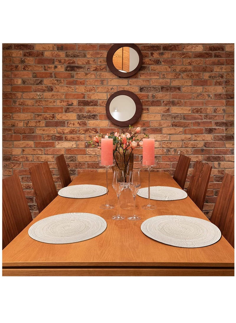 Y&D Placemats, Round Braided Placemats for Dining Table Diameter 15 inches, Woven Heat Resistant Anti-Slid Cotton Washable Kitchen Mats (Beige, Set of 6) - Image 5
