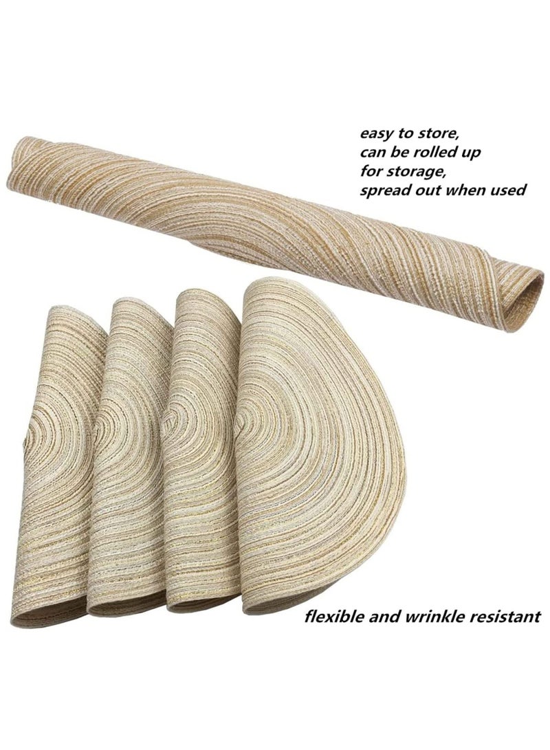 Y&D Placemats, Round Braided Placemats for Dining Table Diameter 15 inches, Woven Heat Resistant Anti-Slid Cotton Washable Kitchen Mats (Beige, Set of 6) - Image 2