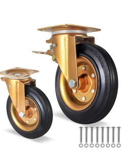 Duty Industrial Caster Wheel Set Swivel 360 Degrees Plate Casters with Brake Anti-Skid No Noise Floor Marks Rubber Wheels for Carts, Workbench, Furniture Load Bearing, Dustbin Free Screws - pzsku/Z412F37D1B12CB9A8EC69Z/45/_/1718189206/f895df74-b94d-4f97-b369-4c8eae51b566