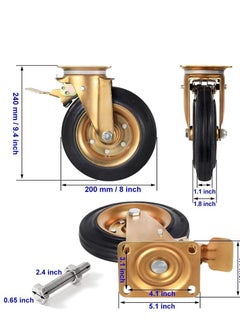 Duty Industrial Caster Wheel Set Swivel 360 Degrees Plate Casters with Brake Anti-Skid No Noise Floor Marks Rubber Wheels for Carts, Workbench, Furniture Load Bearing, Dustbin Free Screws - pzsku/Z412F37D1B12CB9A8EC69Z/45/_/1718189325/be2e0a52-90c9-4e13-9ef7-5e3a19a6f8a1