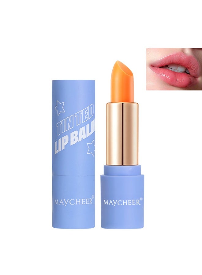 MAYCHEER Tinted Lip Balm, Long Lasting PH Color Changing Black & Orange Tinted Lip Balm, 24 Hour Waterproof Magic Lipstick for Women Girls,#01 - Image 1