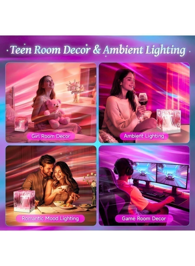 16-Color Water Ripple Night Light – Creative Bedside Flame & Romantic Table Lamp with Starry Sky Projection, USB Rechargeable - Image 4