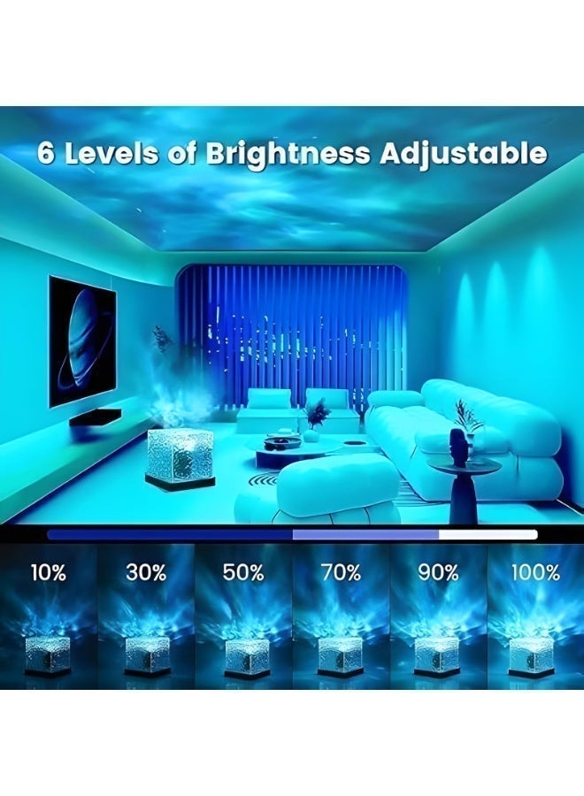 16-Color Water Ripple Night Light – Creative Bedside Flame & Romantic Table Lamp with Starry Sky Projection, USB Rechargeable - Image 3