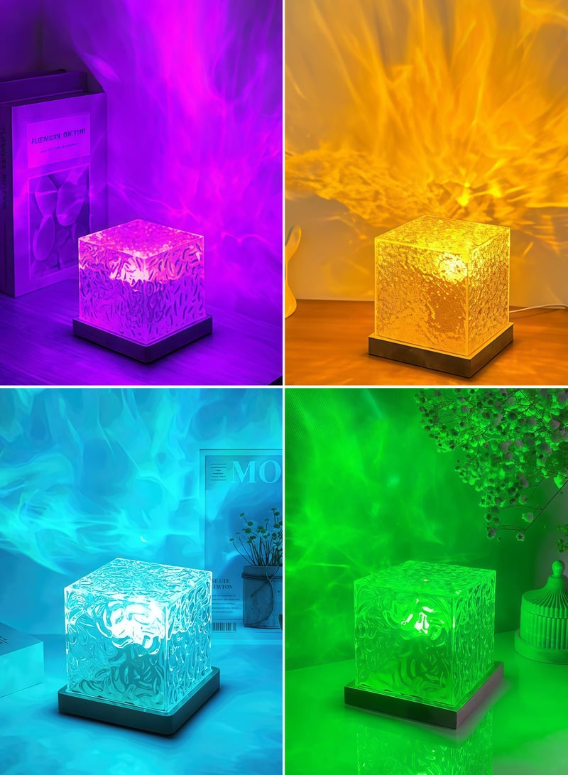 مصباح ليلي بتأثير تموج المياه 16 لون – مصباح طاولة إبداعي رومانسي مع عرض السماء المرصعة بالنجوم، قابلة للشحن عبر USB - Image 2