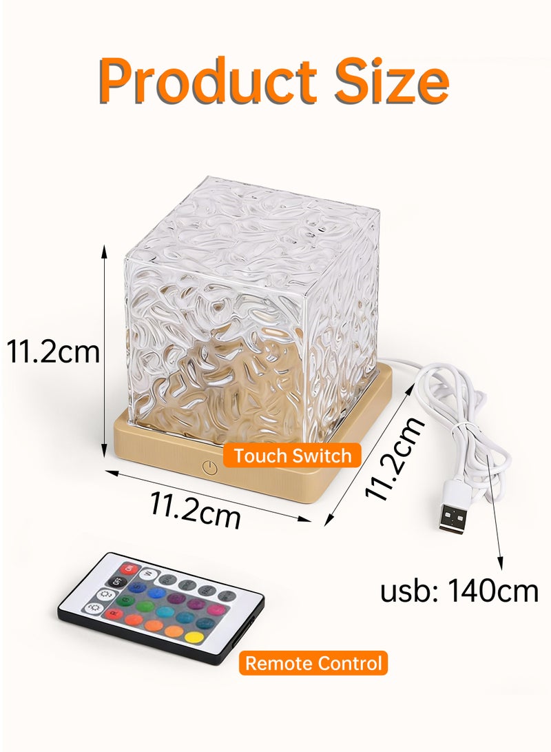 مصباح ليلي بتأثير تموج المياه 16 لون – مصباح طاولة إبداعي رومانسي مع عرض السماء المرصعة بالنجوم، قابلة للشحن عبر USB - Image 5