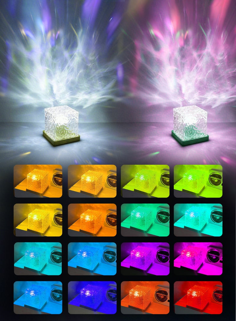 مصباح ليلي بتأثير تموج المياه 16 لون – مصباح طاولة إبداعي رومانسي مع عرض السماء المرصعة بالنجوم، قابلة للشحن عبر USB - Image 4