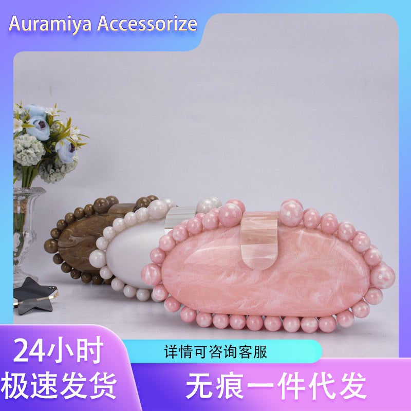 Export Women'S Acrylic Evening Bag Fashionable Evening Dress Elegant Marble Pattern Clutch Bag - Image 2